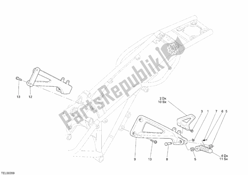 Toutes les pièces pour le Repose-pied Arrière du Ducati Monster S2R 1000 USA 2007